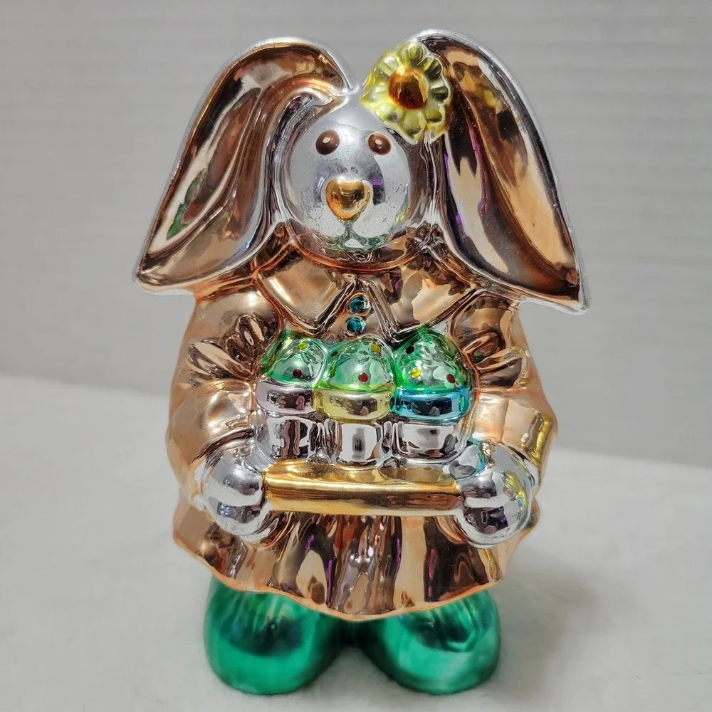 Armchair Shopper Shimmering Bunny Pair Easter‎ Hand Blown Mercury Glass So Cute!